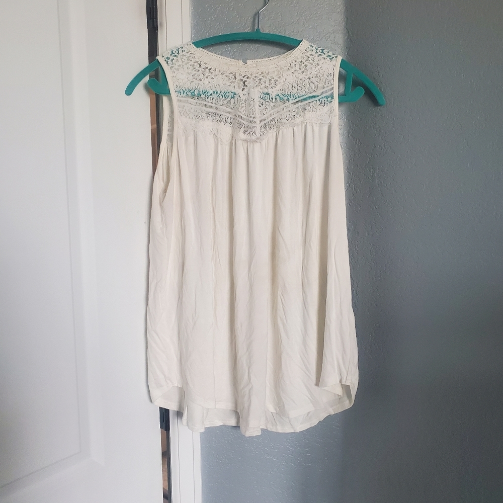 Allie Rose White Sleeveless Top With Lace